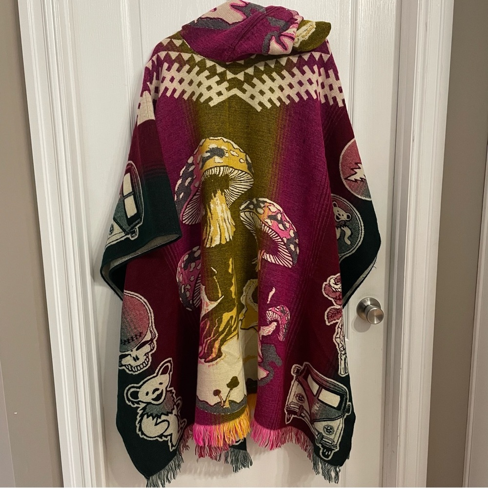 Grateful Dead Icon Patterned Multicolor Poncho Wo… - image 5